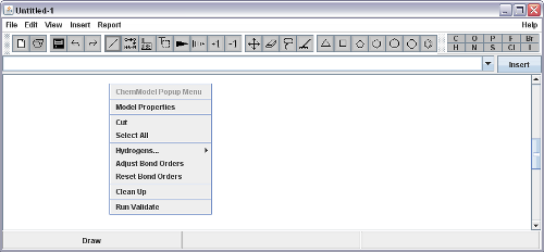 Captura de ecrã do JChemPaint